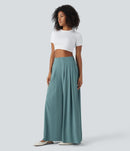 NWT Halara Breezeful High Waist Shirred Flowy Palazzo Casual Pants Stone Blue XL