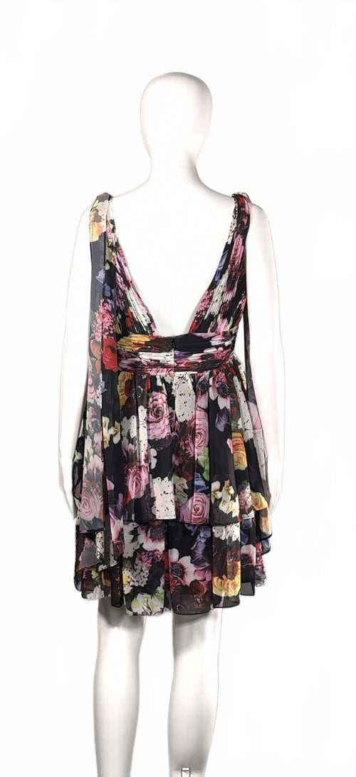 MAC DUGGAL Tiered Floral A-Line Minidress Size 6