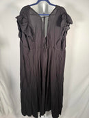 NWT Halara Deep V Neck Butterfly Sleeve Pocket Flowy Maxi Casual Dress Black L