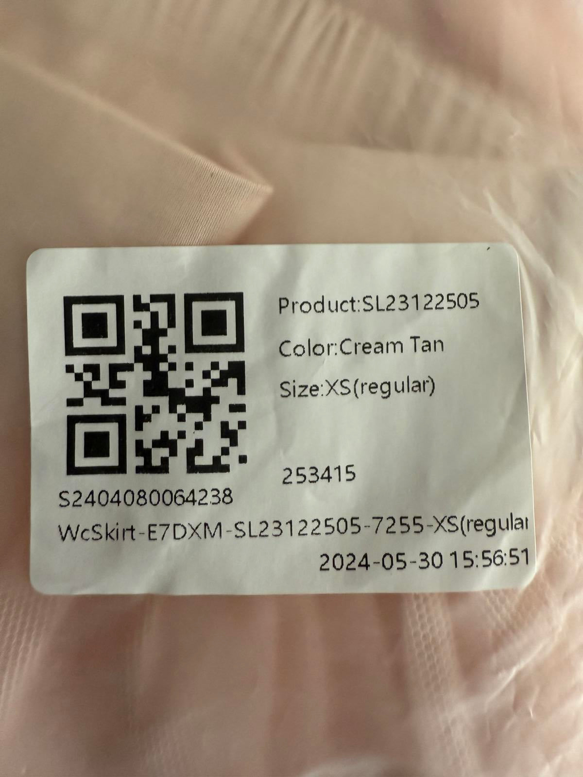 NWT Halara High Waisted Mesh Overlay Flowy Flare Midi Casual Skirt Cream Tan XS