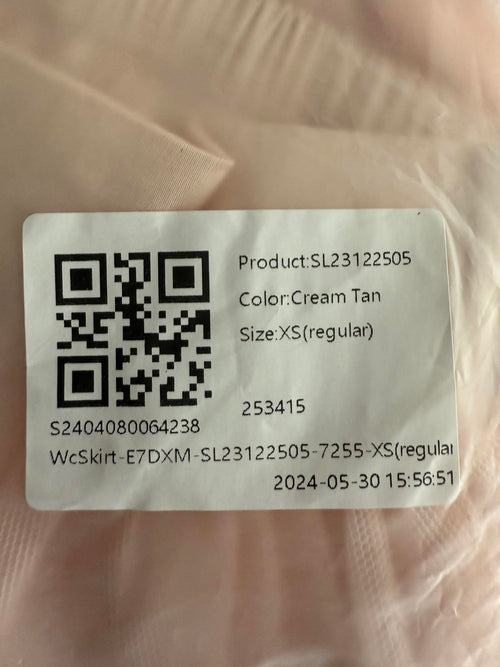 NWT Halara High Waisted Mesh Overlay Flowy Flare Midi Casual Skirt Cream Tan XS