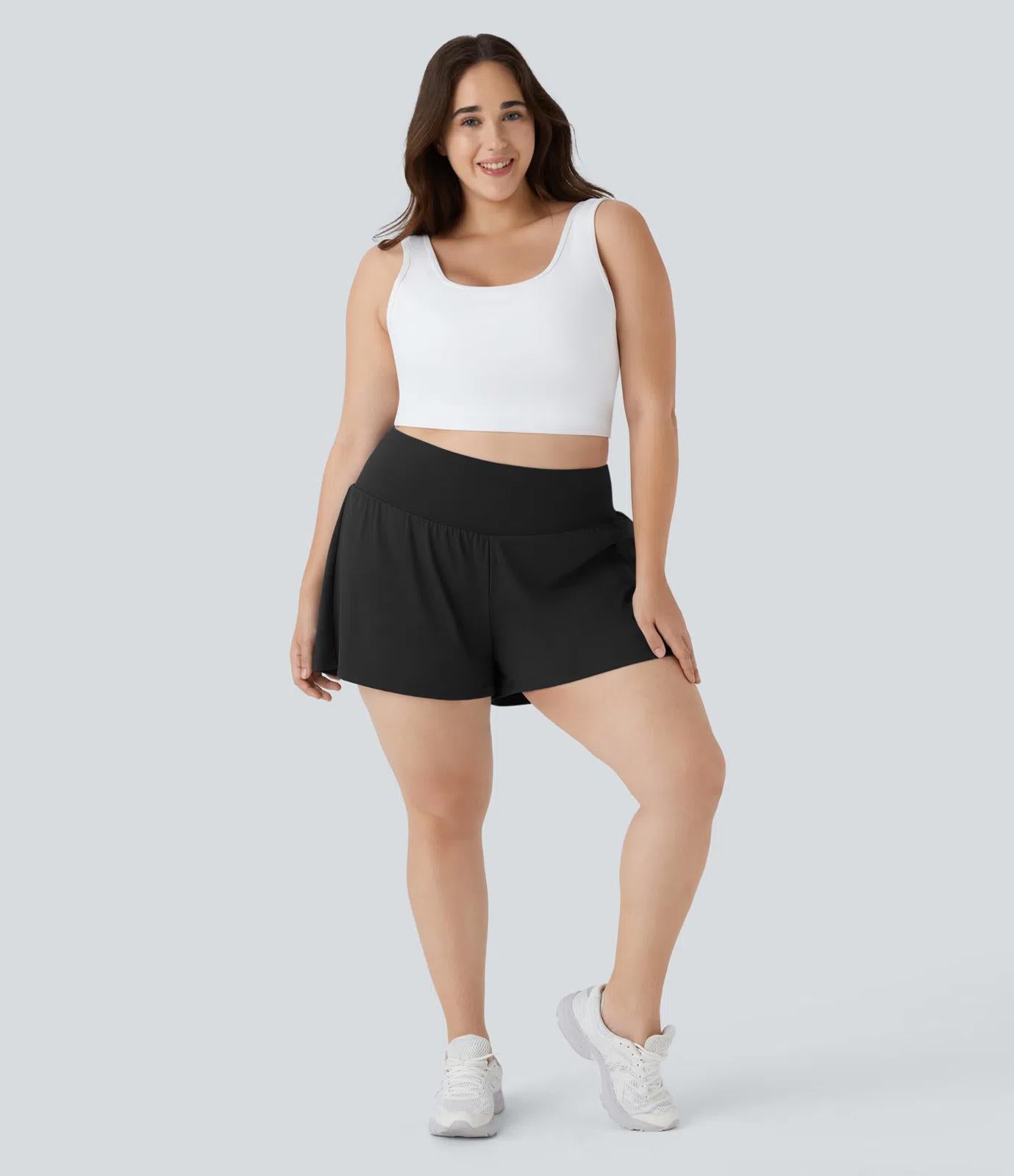NWT Halara Super High Waisted 2-in-1 Yoga Plus Size Shorts 4''-Longer Length 3X