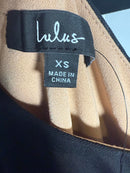 NWT Lulus Enticing Perfection Black and Beige Mesh One-Shoulder Midi Dress XS