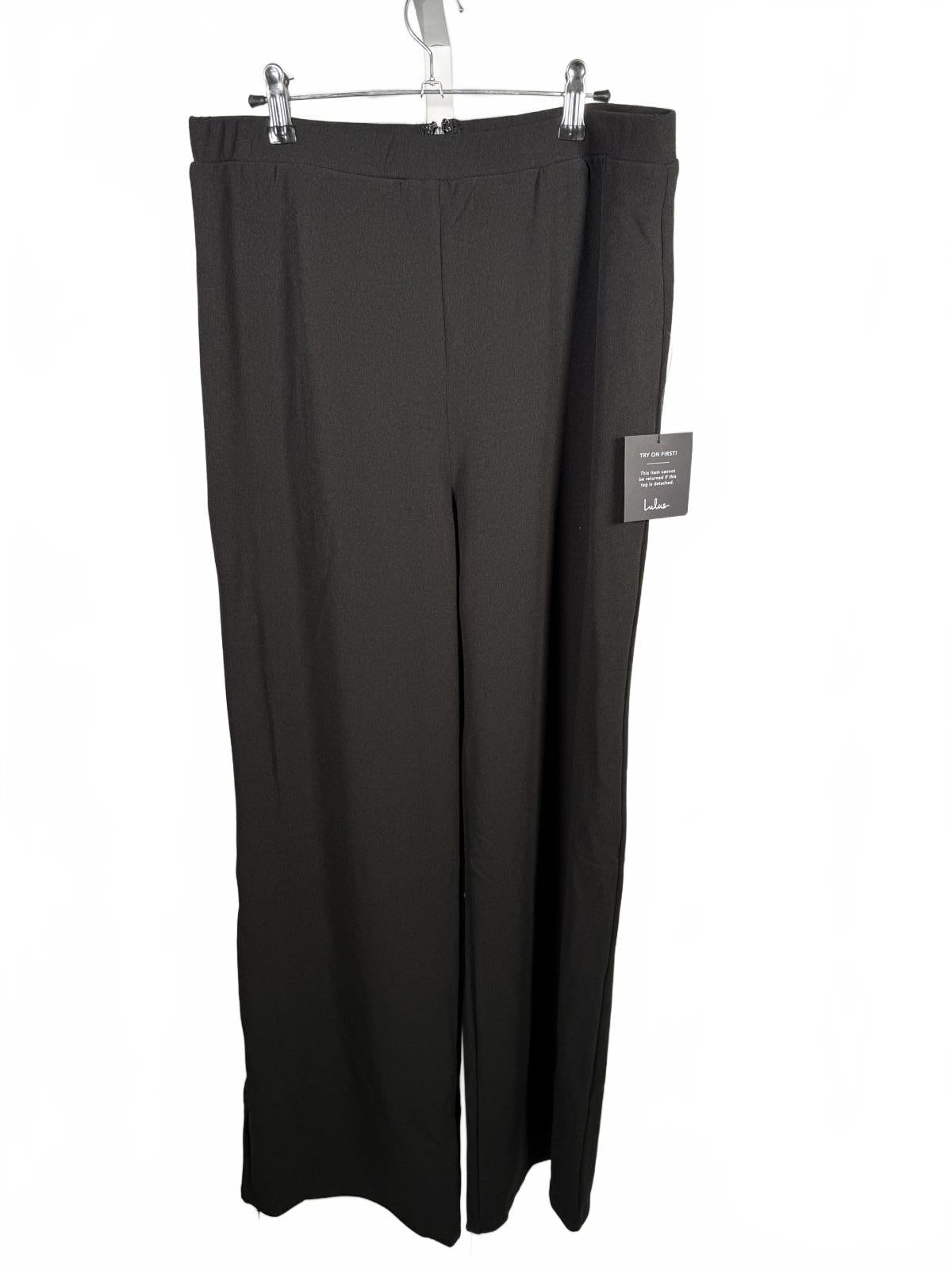 Lulus Kick It Black High-Waisted Trouser Pants - XL