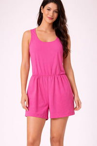 NWT Halara Bright Pink Romper with Open Back Size XL