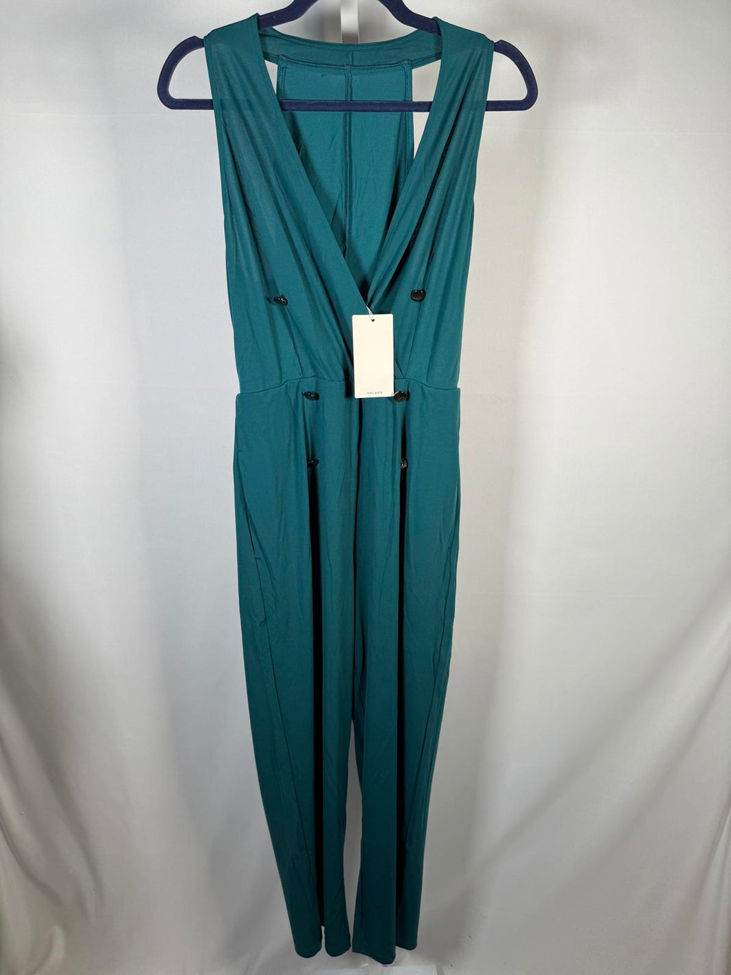 NWT Halara Women's Jumpsuit Sleeveless V Neck Button Detail Size M