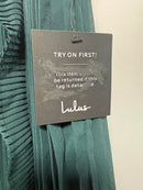 Lulus Never a Dull Moment Emerald Green Tie-Strap Pleated Midi Dress - XXS NWT