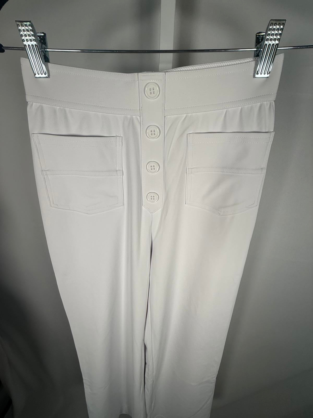 NWT Halara High Waist Button Multiple Pockets Strght Leg Casual Pants White- XS