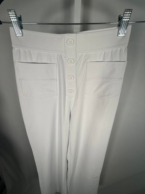 NWT Halara High Waist Button Multiple Pockets Strght Leg Casual Pants White- XS