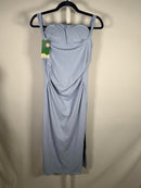 NWT Halara SoftlyZero Airy Ruched Midi Cool Touch Dress-UPF50+ Chambray Blue M