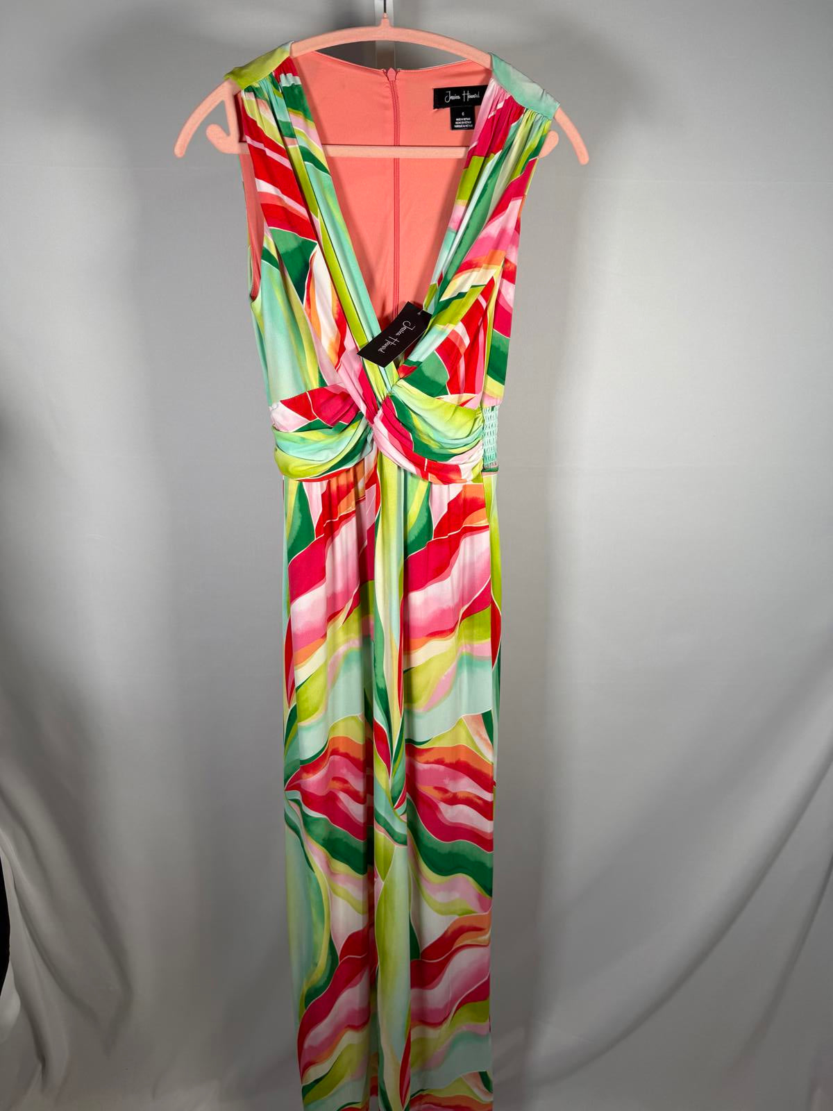 NWT Jessica Howard Women's Sleeveless V-Neck Knot-Front Maxi Dress Size 6