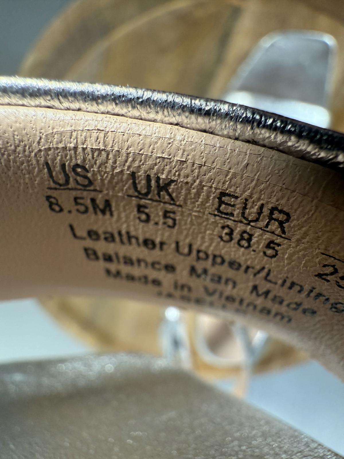 27 EDIT Naturalizer Jaselle Metallic Leather Ankle Strap Platform Sandals - 8.5