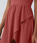 NWT Halara Breezeful High Low 2-Piece Pocket Midi Casual Dress Kapok Red L