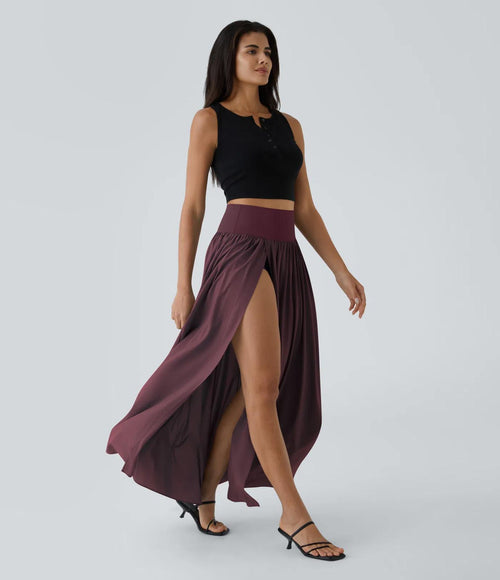 NWT Halara Breezeful High Waisted Split 2-in-1 Flowy Maxi Skirt Amaranth S