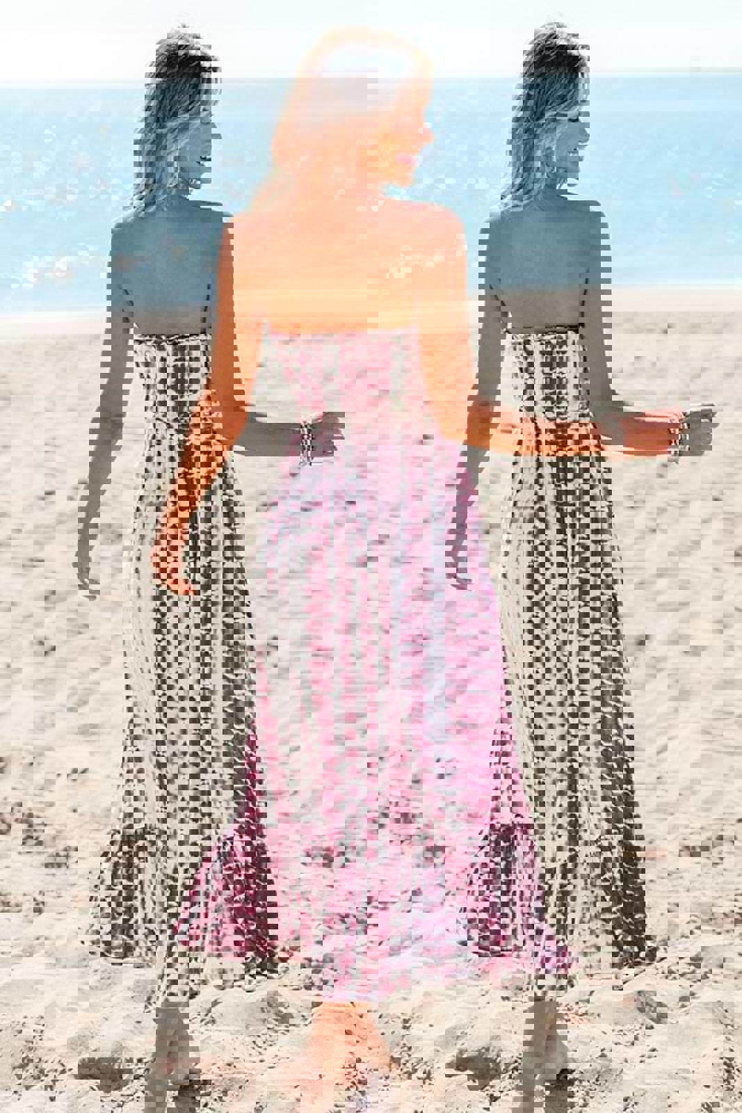 Cupshe Tie Dye Smocked Waist Maxi Tube Dress