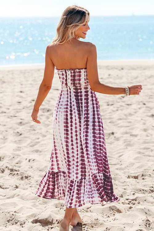 Cupshe Tie Dye Smocked Waist Maxi Tube Dress