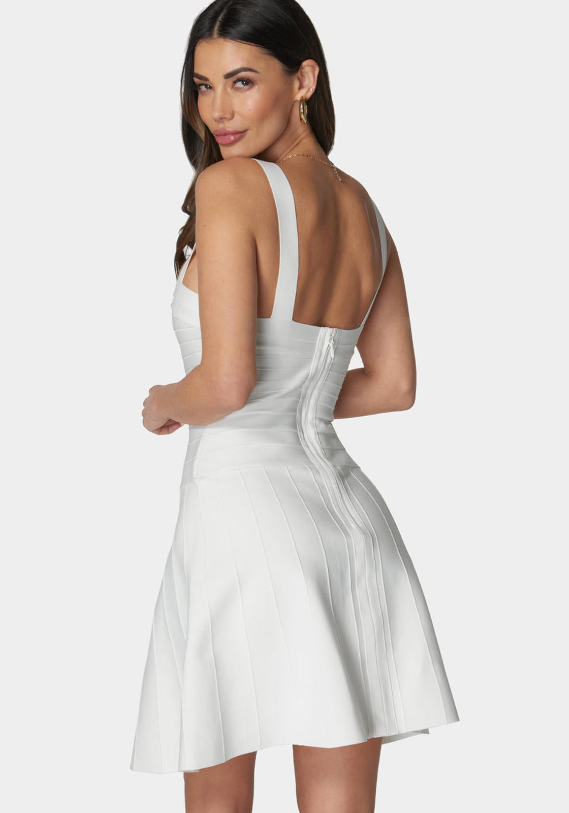 NWT Bebe Bandage Square neck White Mini Dress Size M