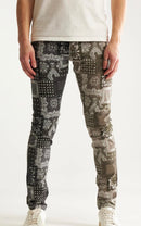 Embellish NYC Men's Two Tone Paisley Skinny Fit Stretch Denim Jeans Size 44 NWT