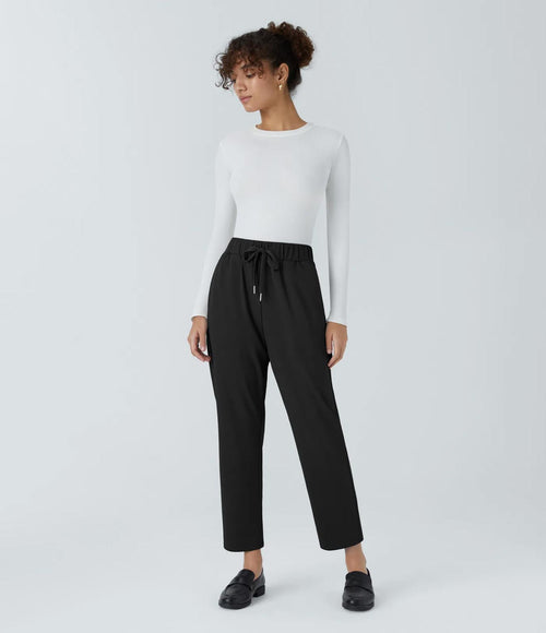 NWT HalaraFlex™ Mid Rise Drawstring Pocket Work Pants Black L