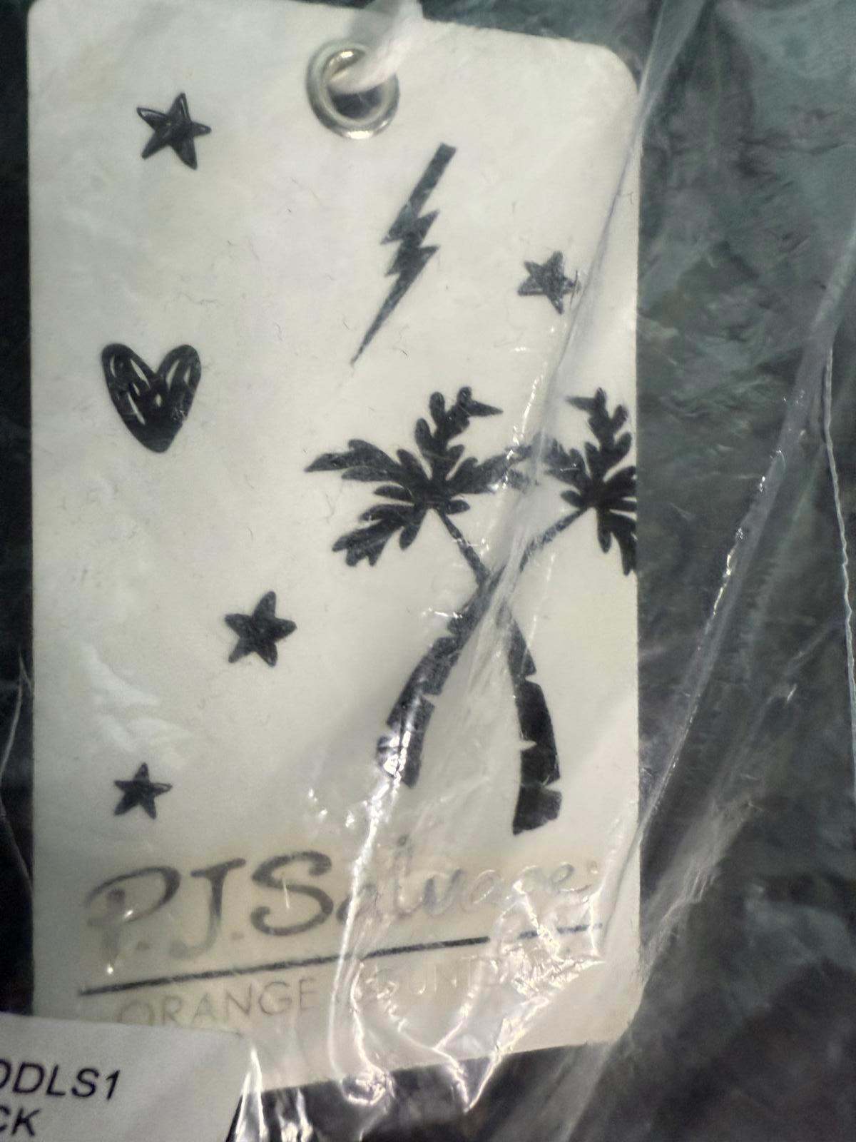 NWT PJ Salvage Daily Doodle Pullover Sweatshirt Black Lightning Star Print XS