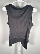 Atelier Women's Wrap Dark Gray Sleeveless Ribbed Knit with Ring Detail Size M