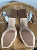 27 EDIT Naturalizer Jaselle Metallic Leather Ankle Strap Platform Sandals - 8.5