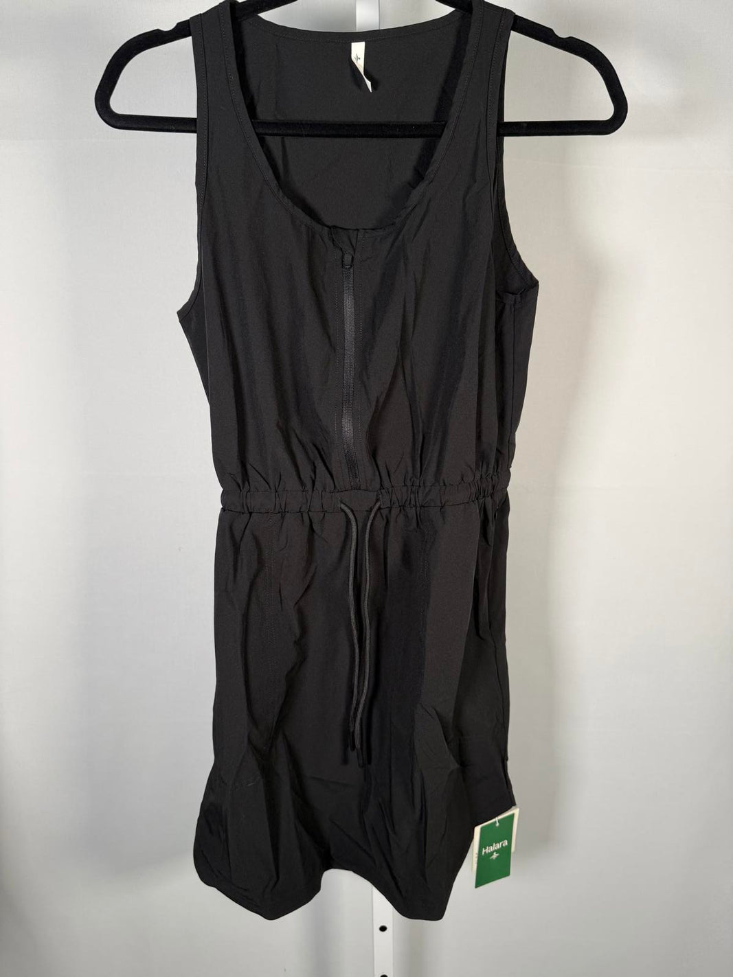 NWT Halara Women's Mini Dress Black Sleeveless with Front Zipper Size XS