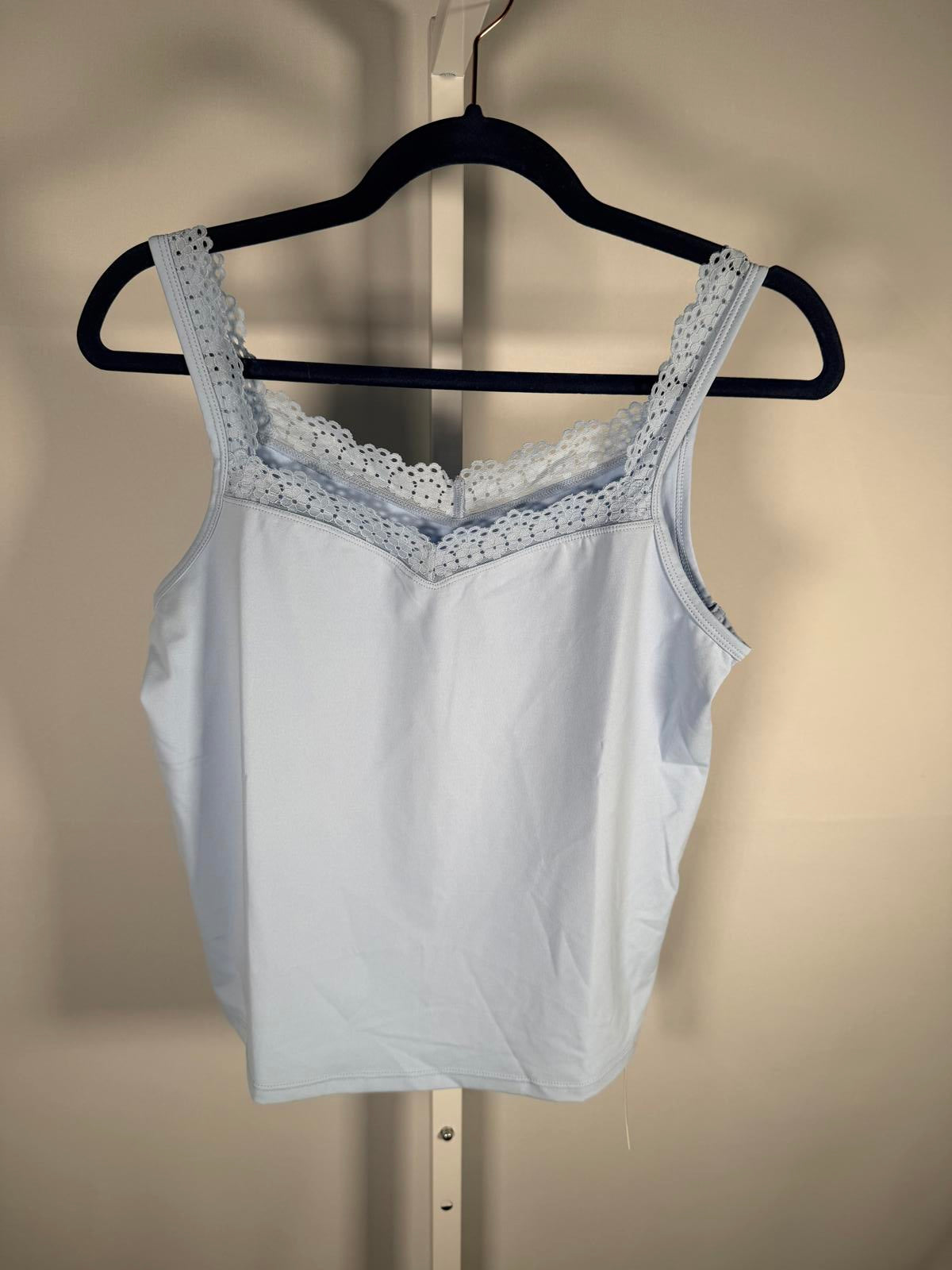 NWT Halara Contrast Lace Backless Basic Casual Tank Top Angel Falls S