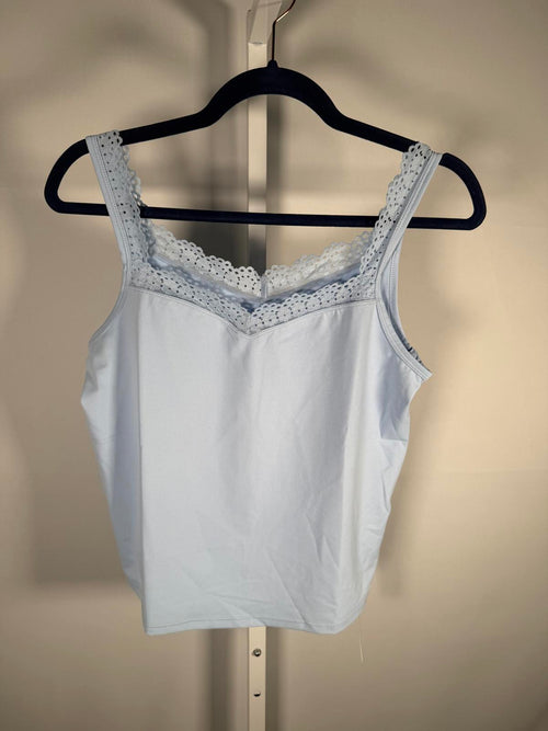 NWT Halara Contrast Lace Backless Basic Casual Tank Top Angel Falls S