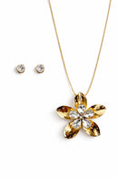 NWT nOir Jewelry Floral Necklace with Earrings Set