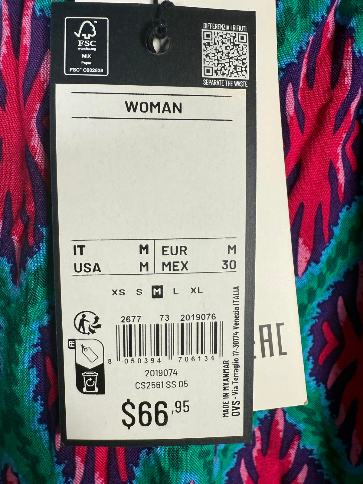 NWT PIOMBO A-line Skirt Pink Green Size M