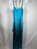 NWT Lulus Easy Radiance Teal Satin Slip Maxi Dress Size XS