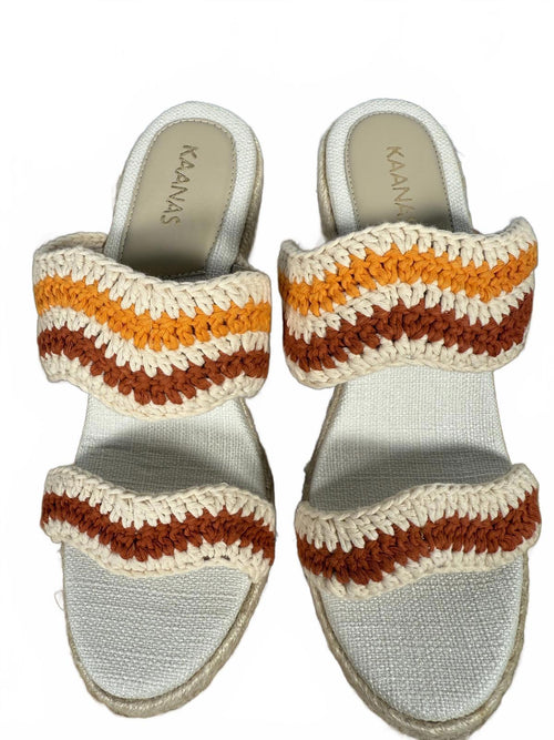 Kaanas Malik Handwoven Wavy Crochet Wedge Sandals - 9 NWT