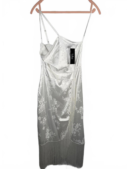 NWT Lulus White Midi Dress with Fringe Size XS