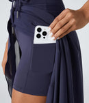 NWT Halara High Waisted Contrast Mesh 2-in-1 Pocket Midi Flare Casual Skirt - M