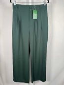 NWT Halara High Waisted Shirred Straight Leg Work Pants Dark Green M Petite