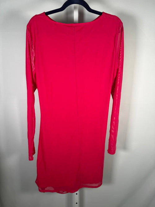 NWT Halara Long Sleeved Ruched Mini Dress Hot Pink Large