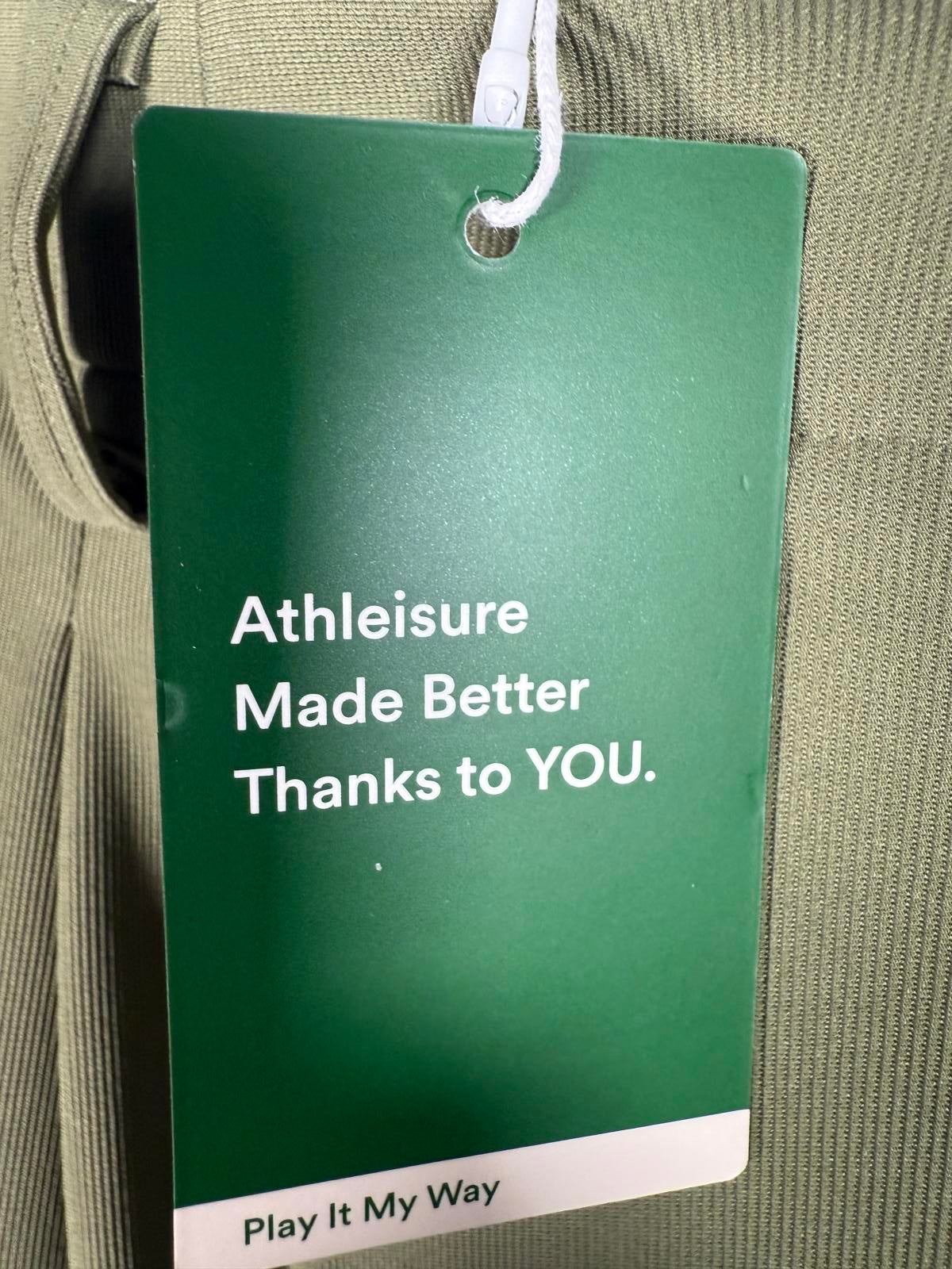 NWT Halara Flex High Waisted Pocket Wide Leg Micro Waffle Work Pants Mosstone XL