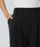 NWT Halara Flex™ High Waisted Pocket Wide Leg Waffle Work Pants Black Size L