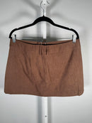 NWT Halara Mid Low Rise 2-in-1 A Line Mini Casual Corduroy Skirt Camelia Brown L