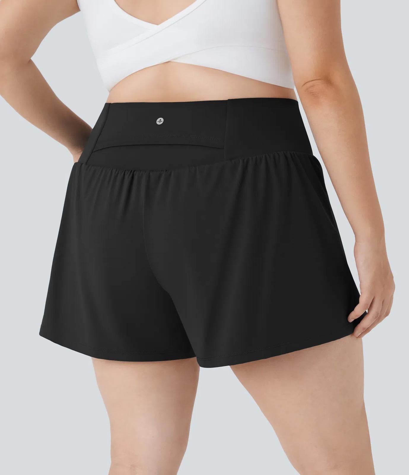 NWT Halara Super High Waisted 2-in-1 Yoga Plus Size Shorts 4''-Longer Length 3X