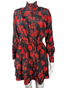 The Kooples Dots & Roses 100% Silk Dress Size US XS NWT