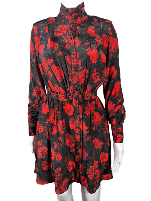 The Kooples Dots & Roses 100% Silk Dress Size US XS NWT
