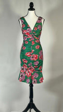 NWT GUESS Green Floral Ruched Sleeveless Mini Dress Size 6