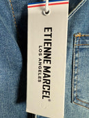 Etienne Marcel Faded Wash Notch Lapel Denim Jumpsuit Size S