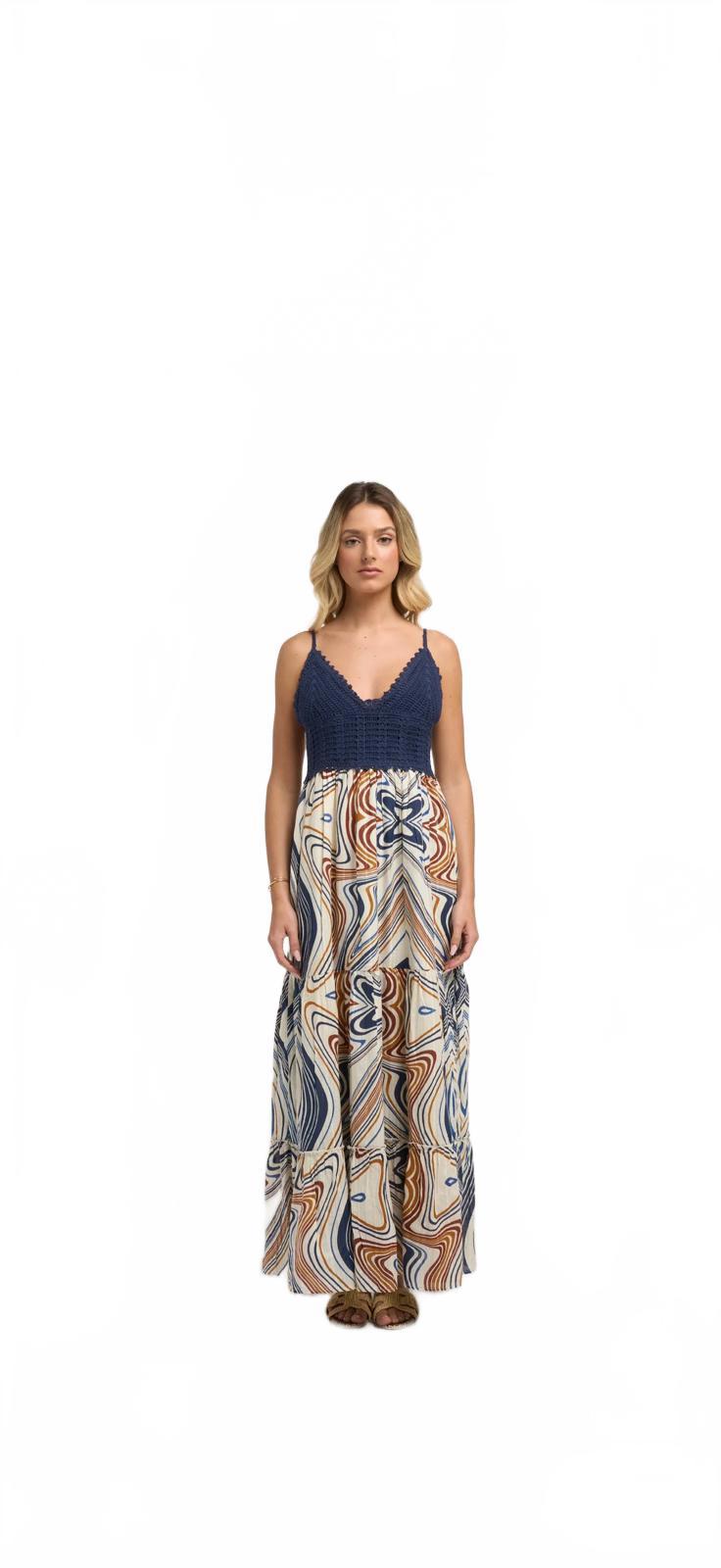 Guadalupe Seneiya Crochet Dress Blue - M