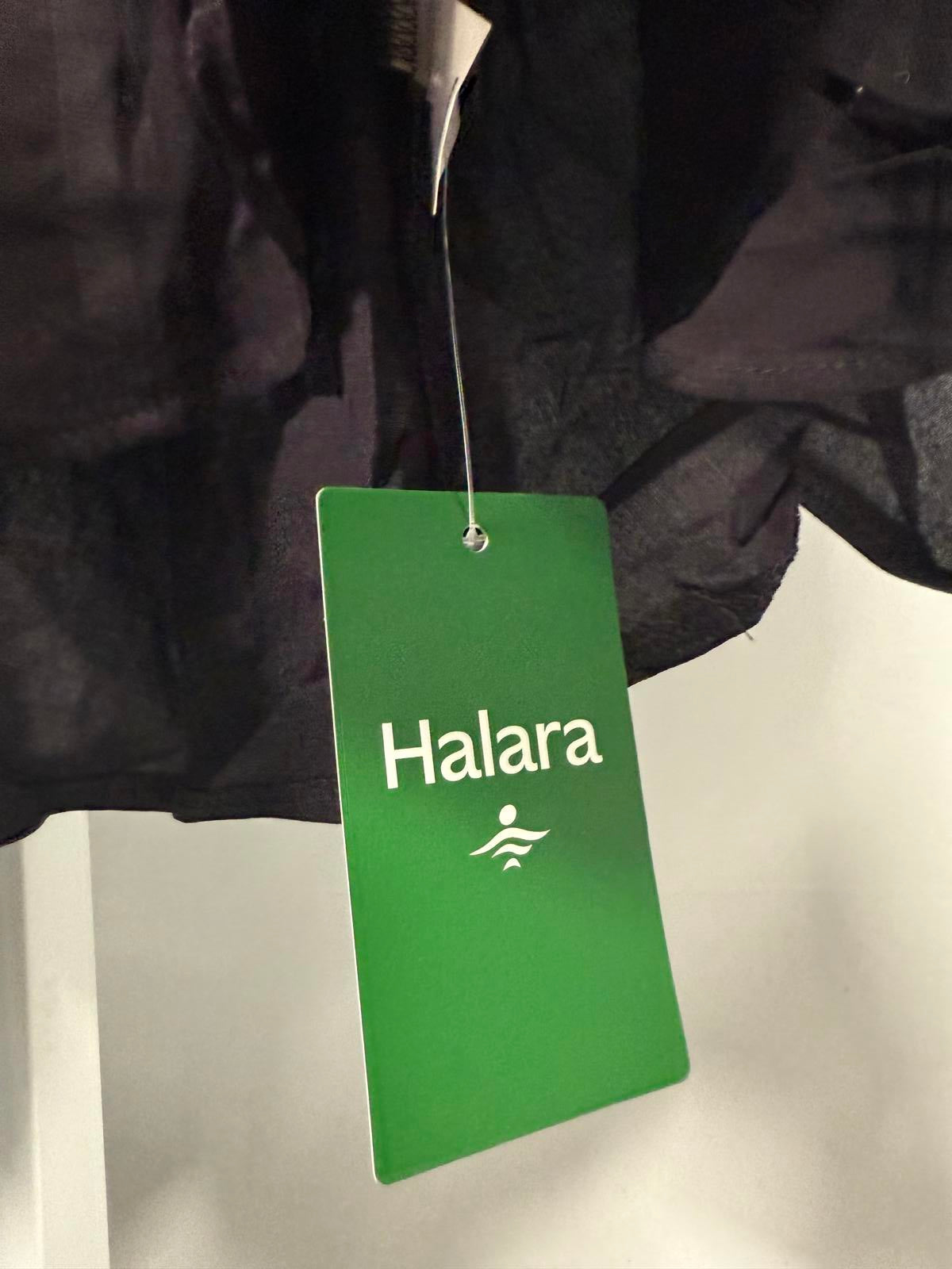 NWT Halara Deep V Neck Butterfly Sleeve Pocket Flowy Maxi Casual Dress Black L