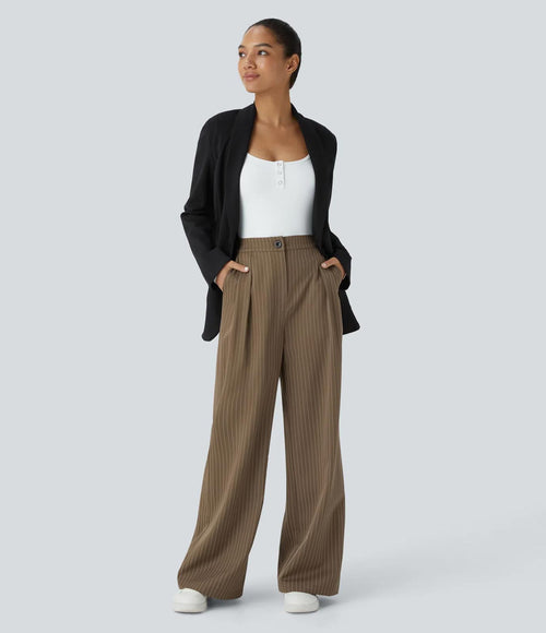NWT Halara High Waisted Wide Leg Striped Work Pants Size Large