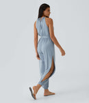 NWT Halara Sleeveless Tie Back Belted Pocket Cool Touch Jumpsuit-UPF50+ Size XS