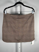 NWT Halara High Waisted 2-in-1 Houndstooth Plaid Mini Work Skirt Brown Plaid L